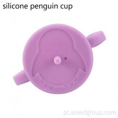 Treinamento para bebês bebendo palha de silicone copo de pinguim